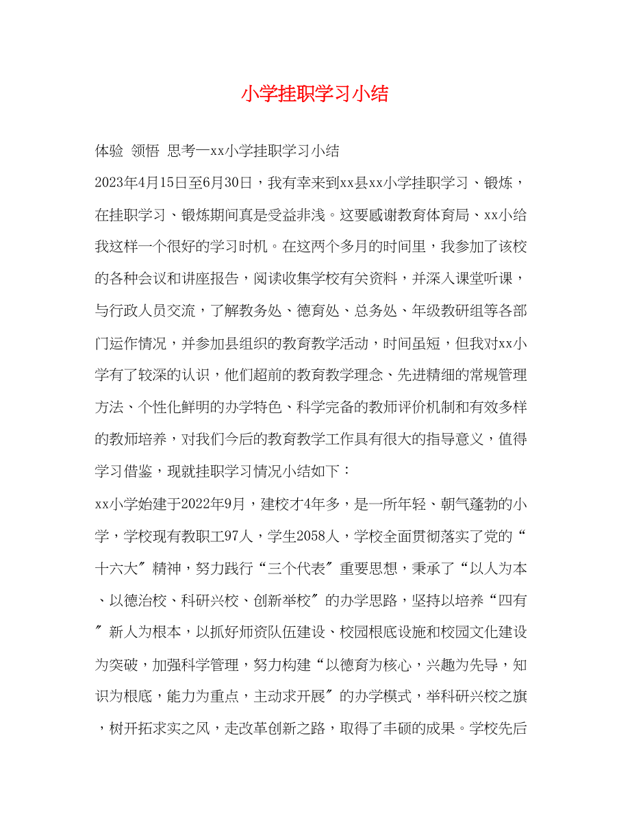 2023年小学挂职学习小结范文.docx_第1页