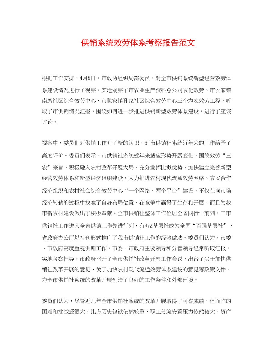 2023年供销系统服务体系考察报告范文.docx_第1页