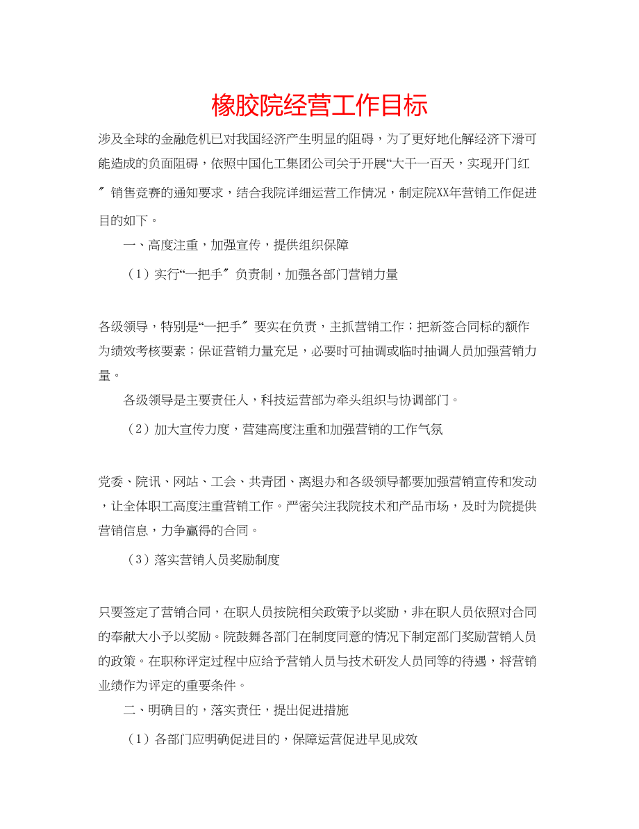 2023年橡胶院经营工作目标范文.docx_第1页