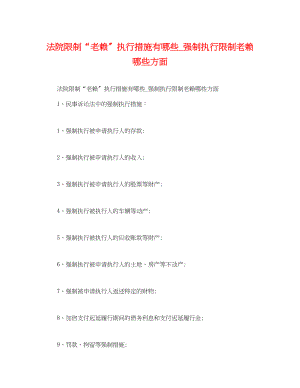 2023年法院限制老赖执行措施有哪些强制执行限制老赖哪些方面范文.docx