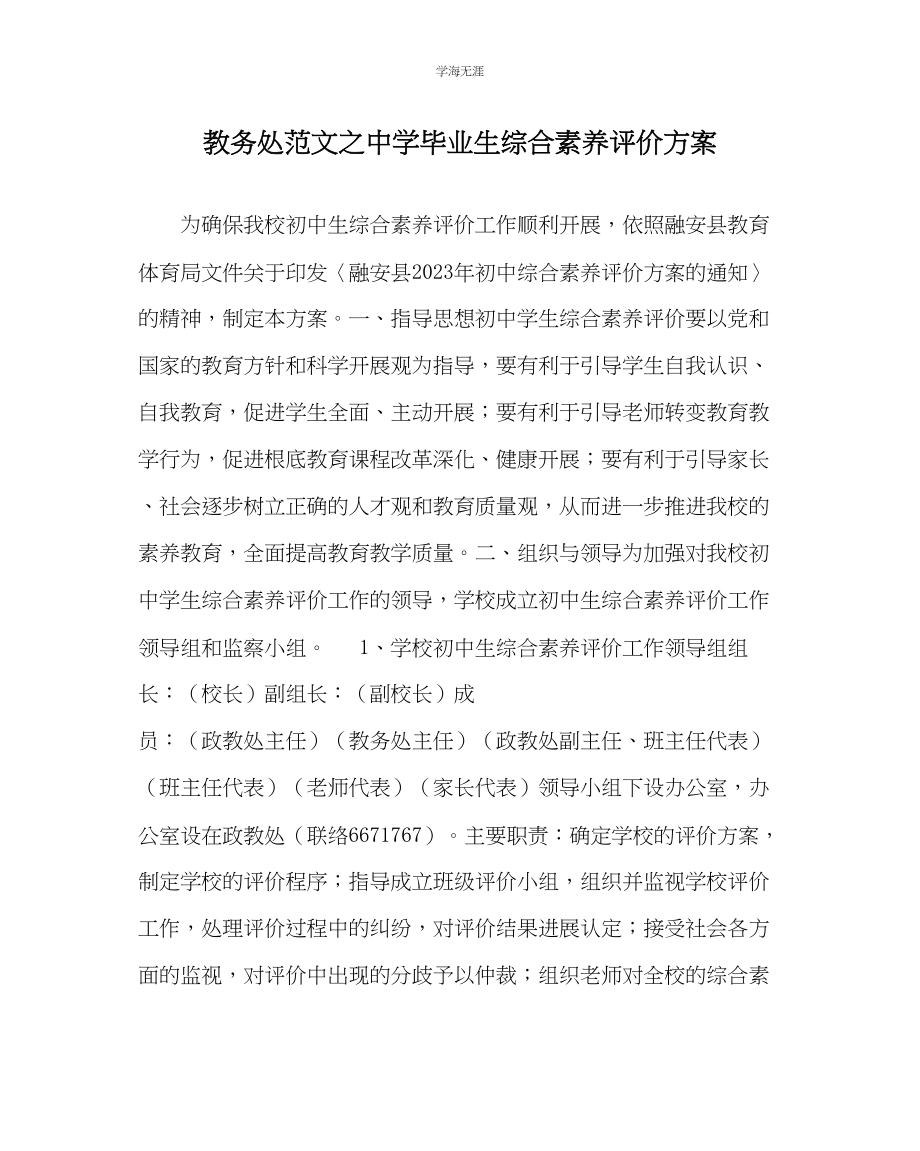 2023年教导处范文中学毕业生综合素质评价方案.docx_第1页