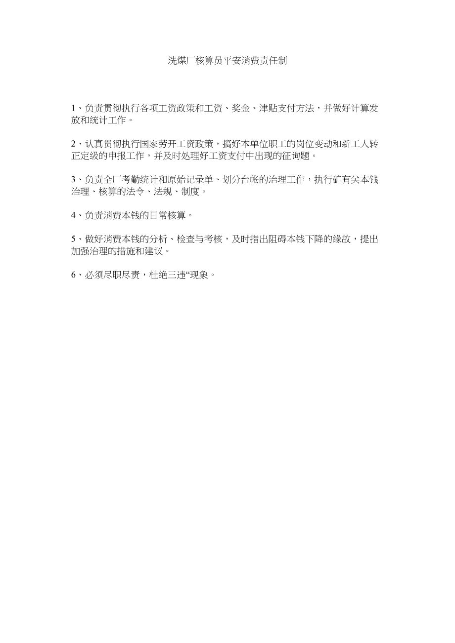 2023年洗煤厂核算员安全生产责任制范文.docx_第1页