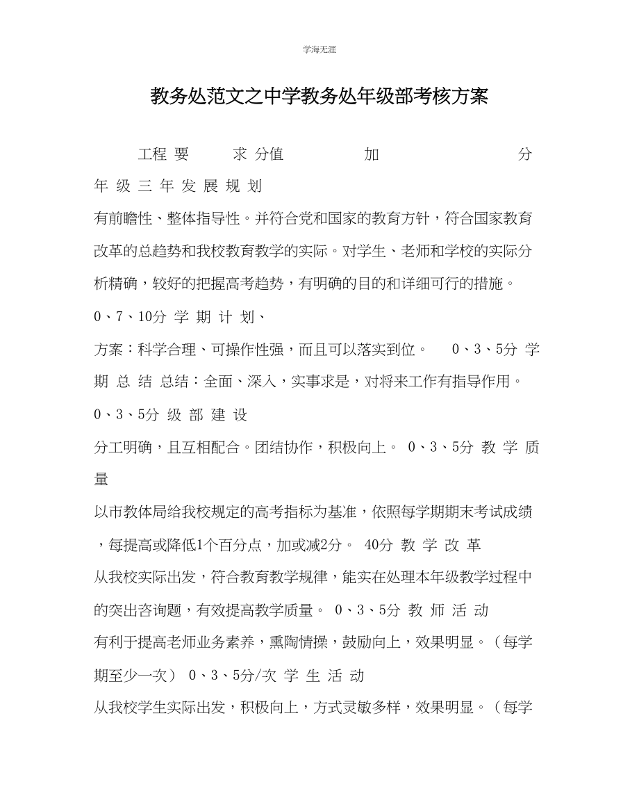 2023年教导处范文中学教务处级部考核方案.docx_第1页