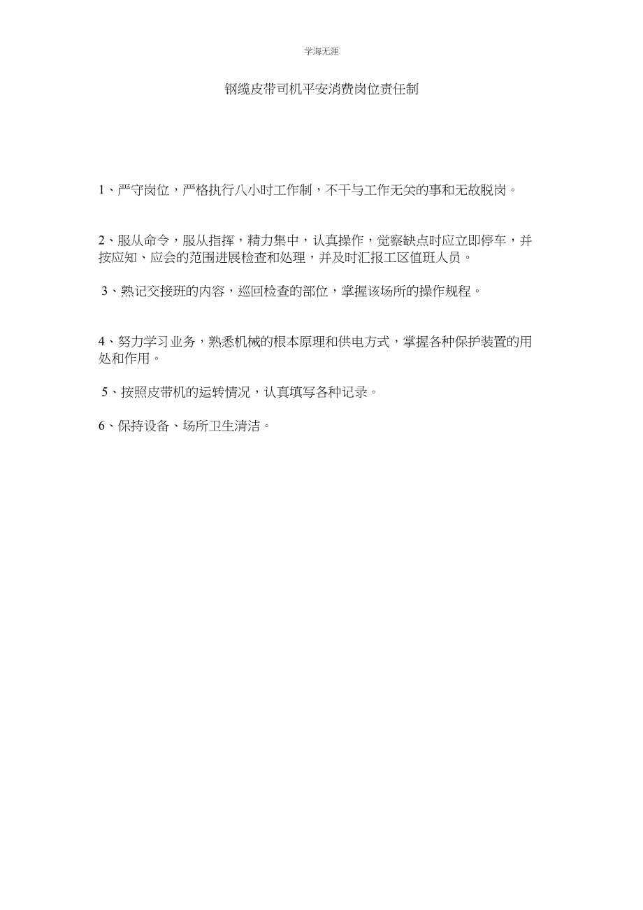 2023年钢缆皮带司机安全生产岗位责任制范文.docx_第1页