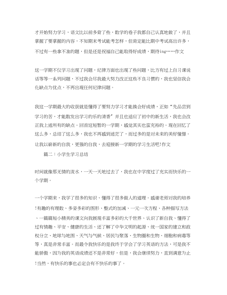 2023年小学生学习总结范文.docx_第2页