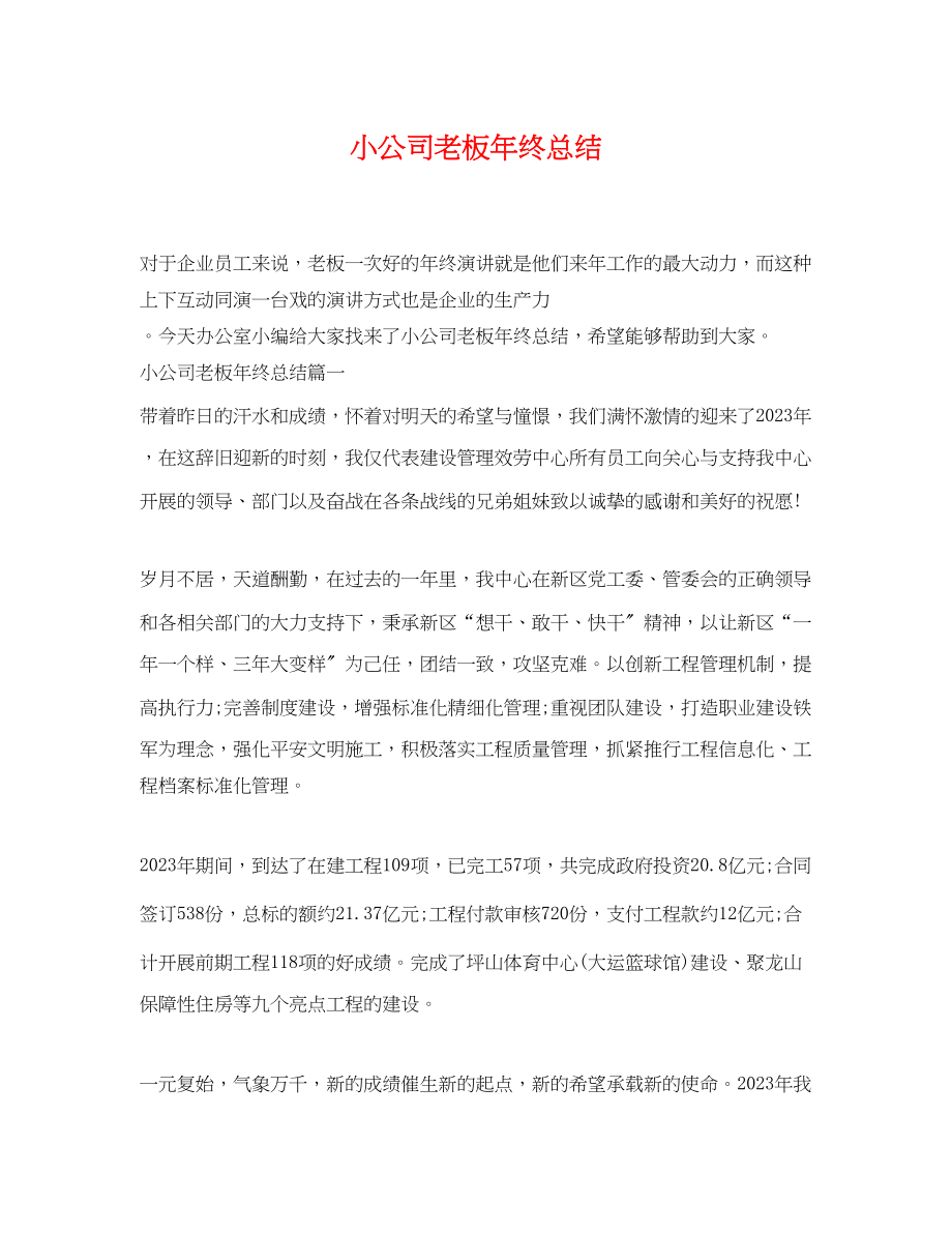 2023年小公司老板终总结范文.docx_第1页