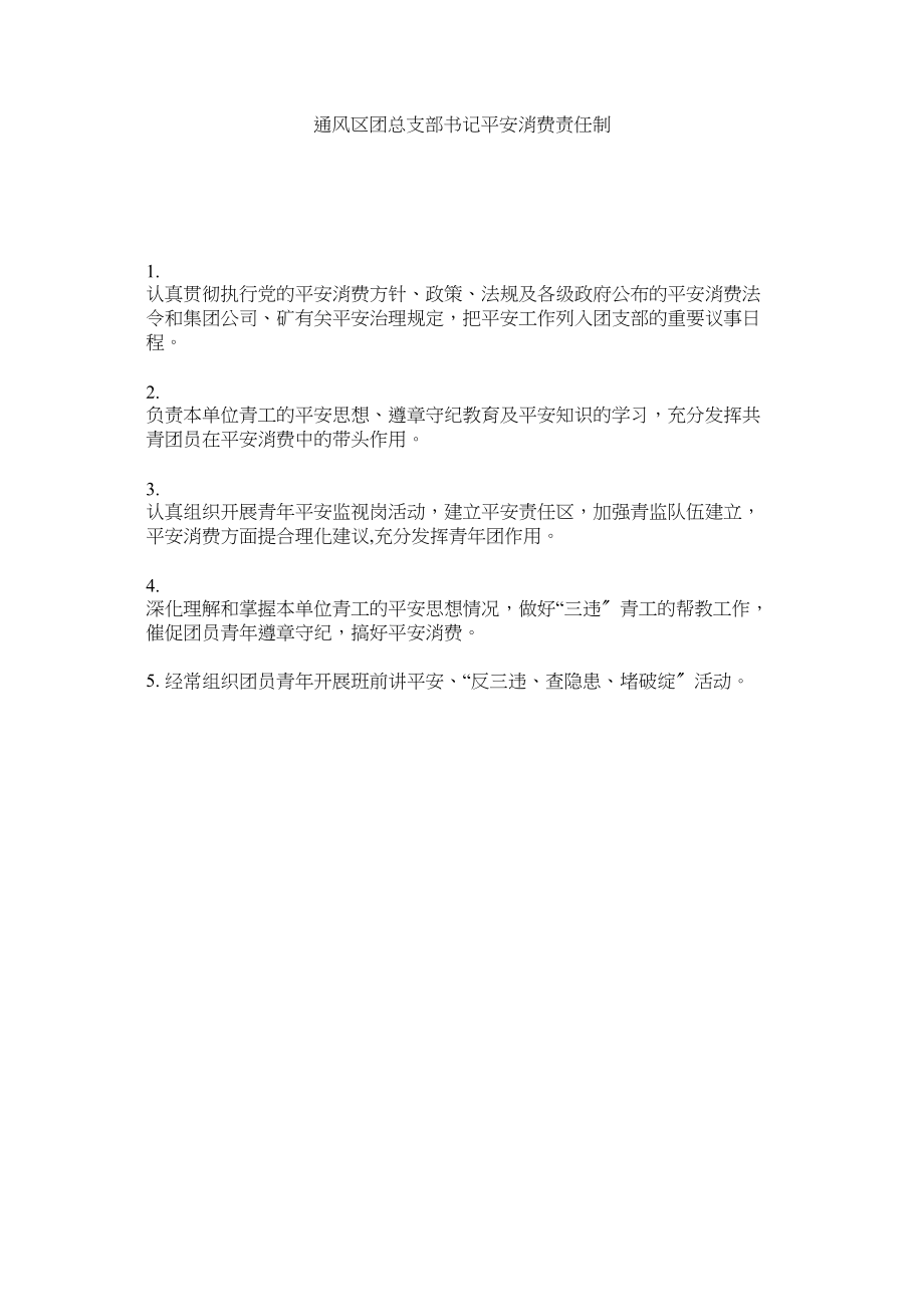 2023年通风区ۥ团总支部书记安全生产责任制范文.docx_第1页