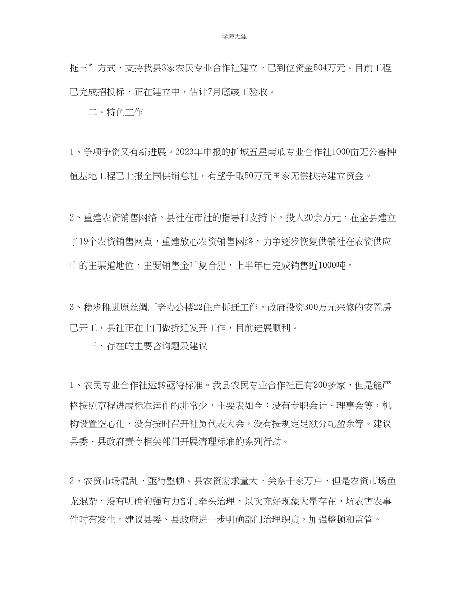 2023年工作总结格式供销社上半工作总结格式范文.docx_第2页