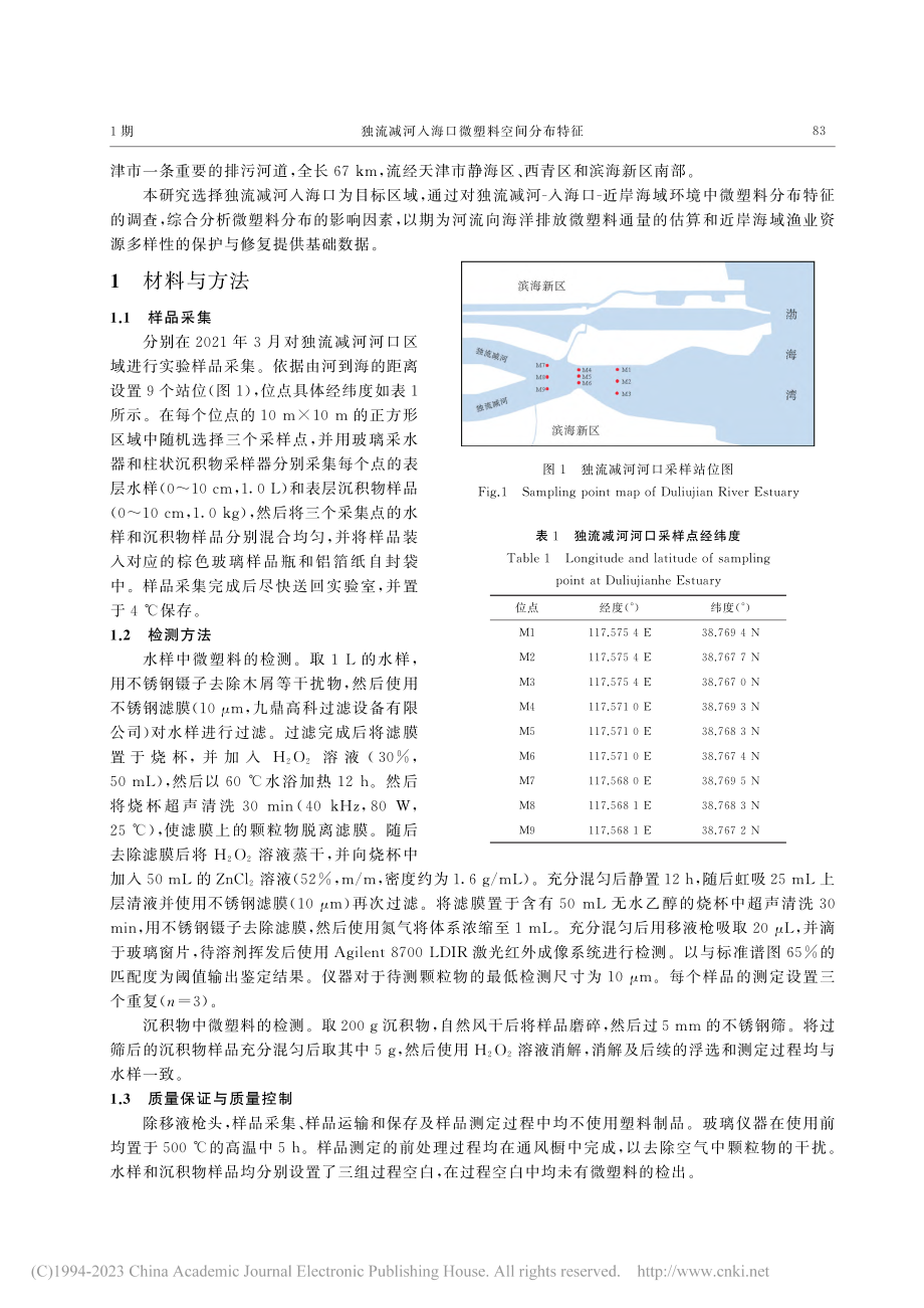 独流减河入海口微塑料空间分布特征_钱红.pdf_第2页