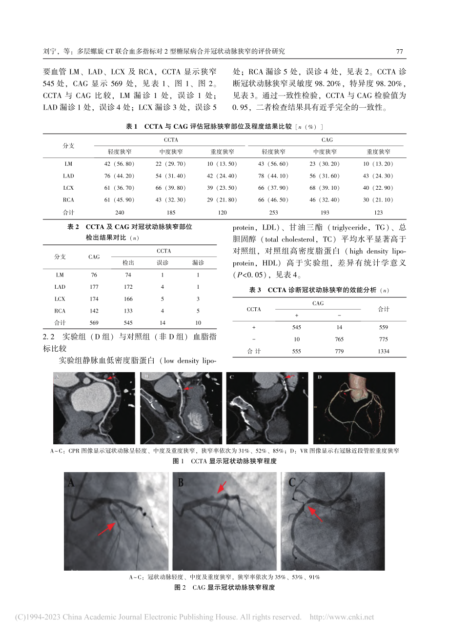 多层螺旋CT联合血多指标对...合并冠状动脉狭窄的评价研究_刘宁.pdf_第3页