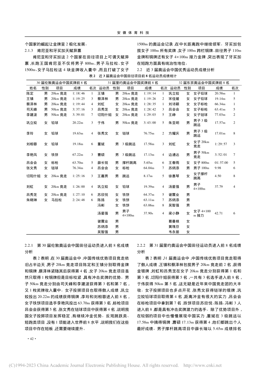 东京奥运会田坛竞技格局演变...中国优秀运动员成绩态势分析_史碧莹.pdf_第3页