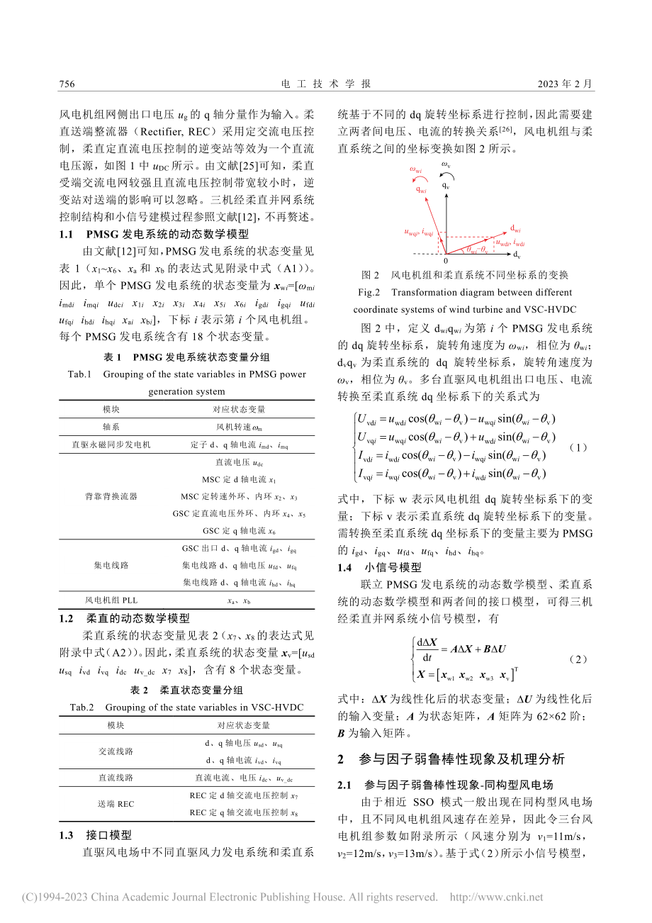 多直驱风机经柔直并网系统相...模式参与因子的弱鲁棒性分析_邵冰冰.pdf_第3页