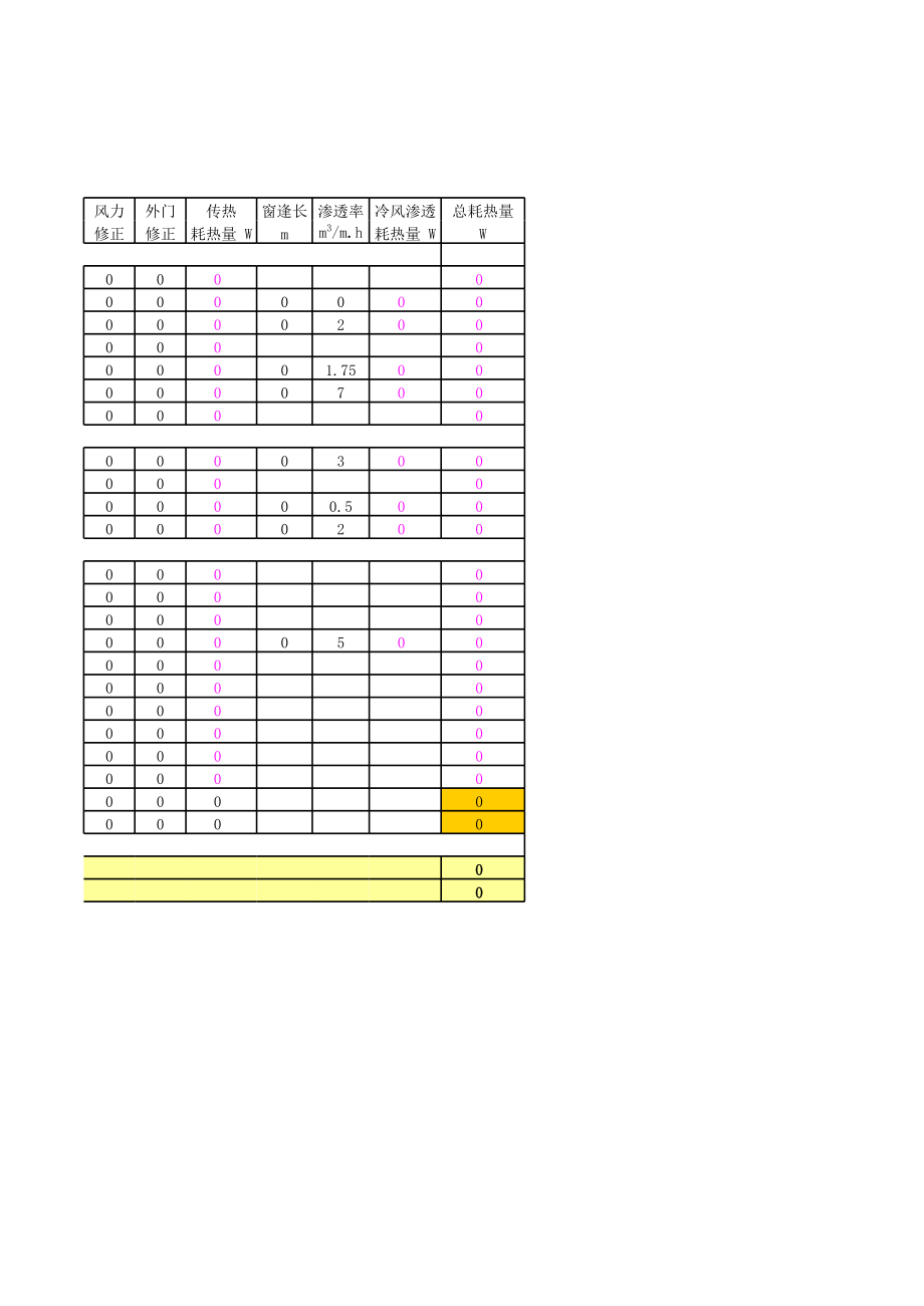住宅采暖负荷计算(缝隙法).xls_第2页