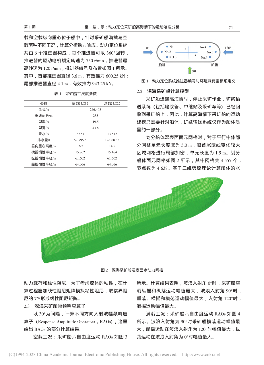 动力定位采矿船高海情下的运动响应分析_童波.pdf_第3页