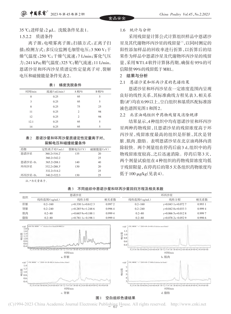 恩诺沙星可溶性粉在北京油鸡体内残留消除规律研究_孙红洋.pdf_第3页