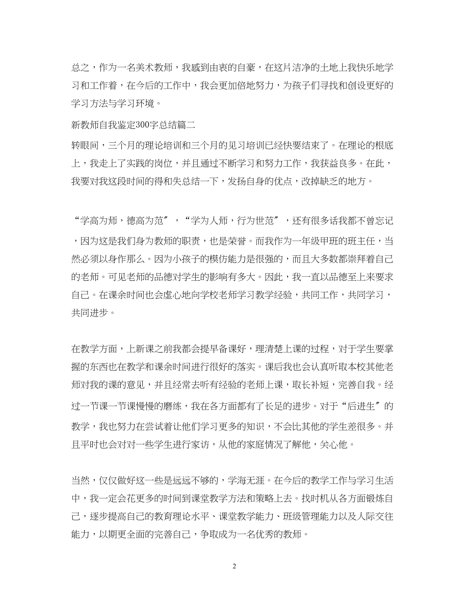 2023年新教师自我鉴定300字总结.docx_第2页