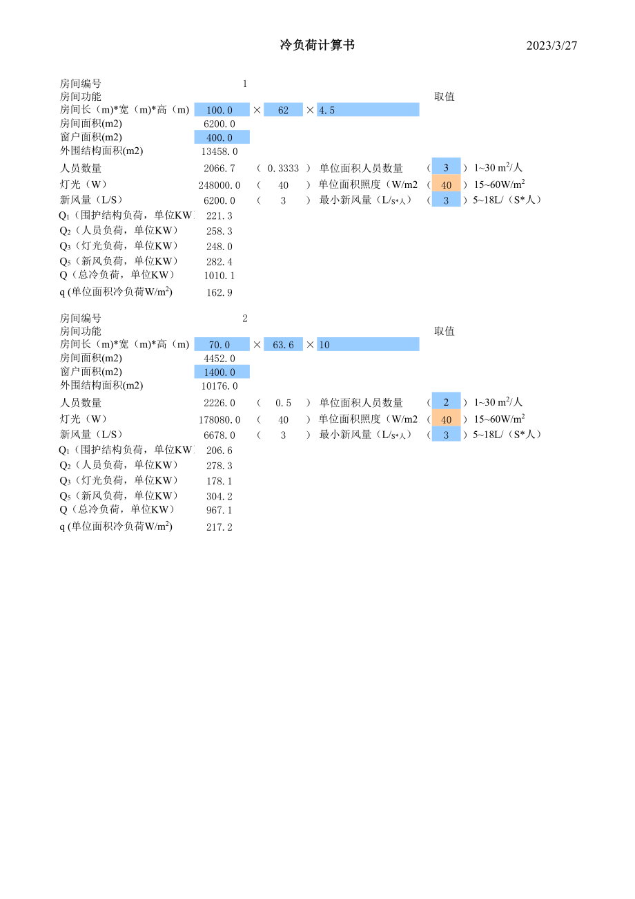 空调负荷估算表.xls_第1页