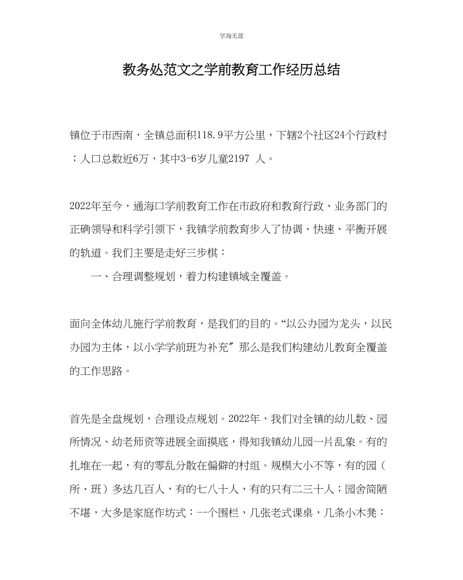 2023年教导处范文学前教育工作经验总结.docx_第1页