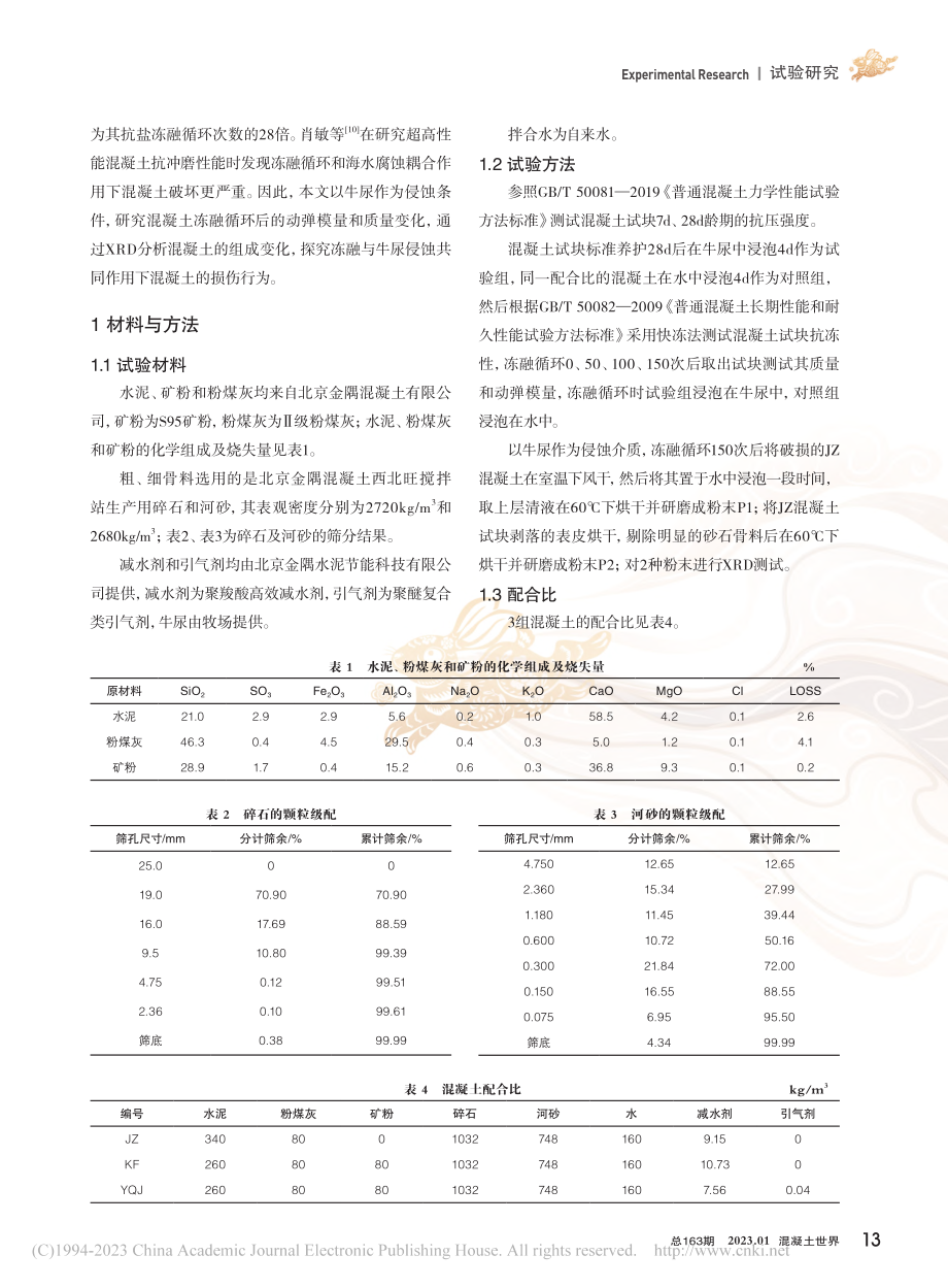 冻融与牛尿侵蚀共同作用下混凝土损伤研究_康旺.pdf_第2页