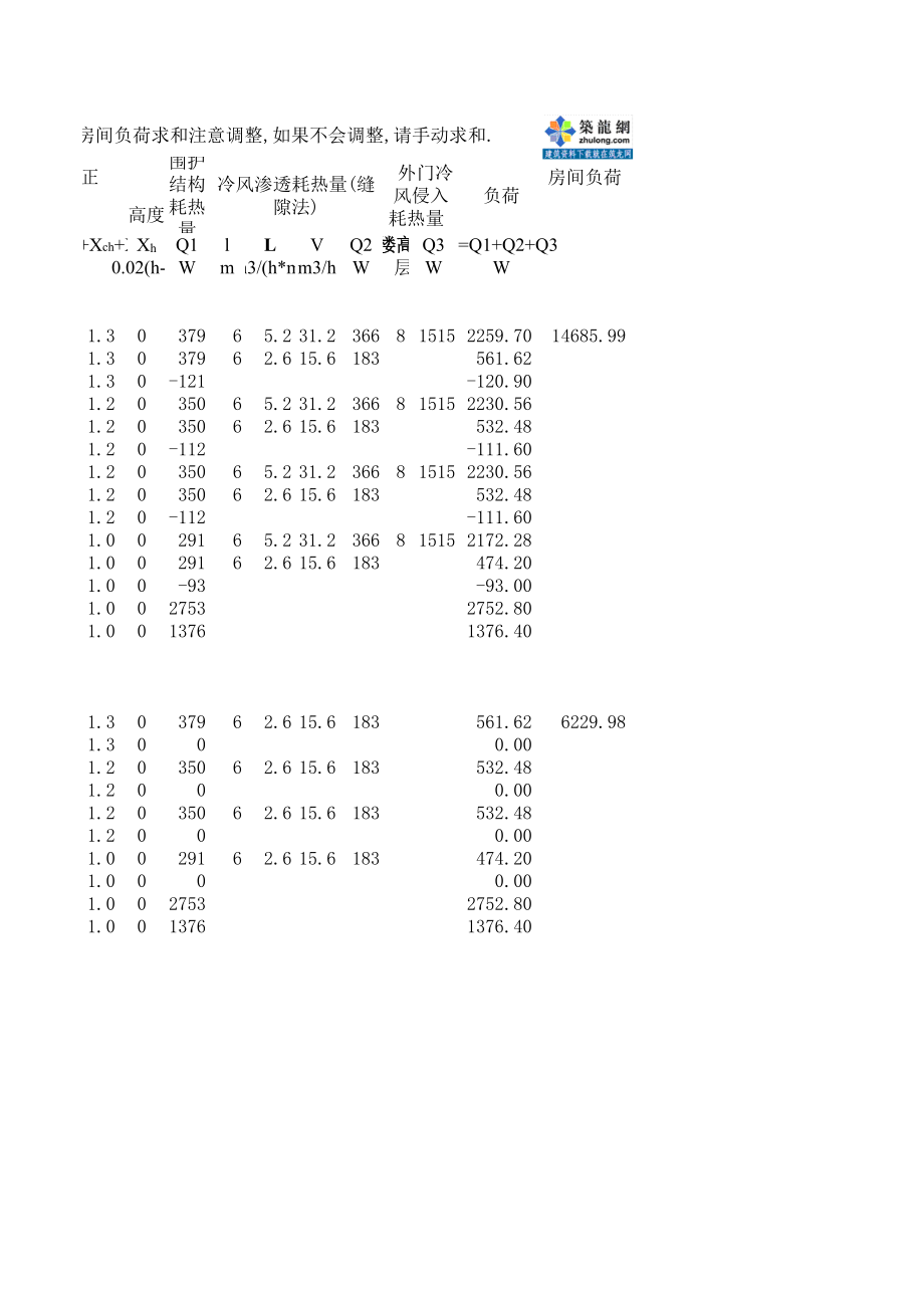 采暖热负荷计算表(小于24米)p.xls_第2页