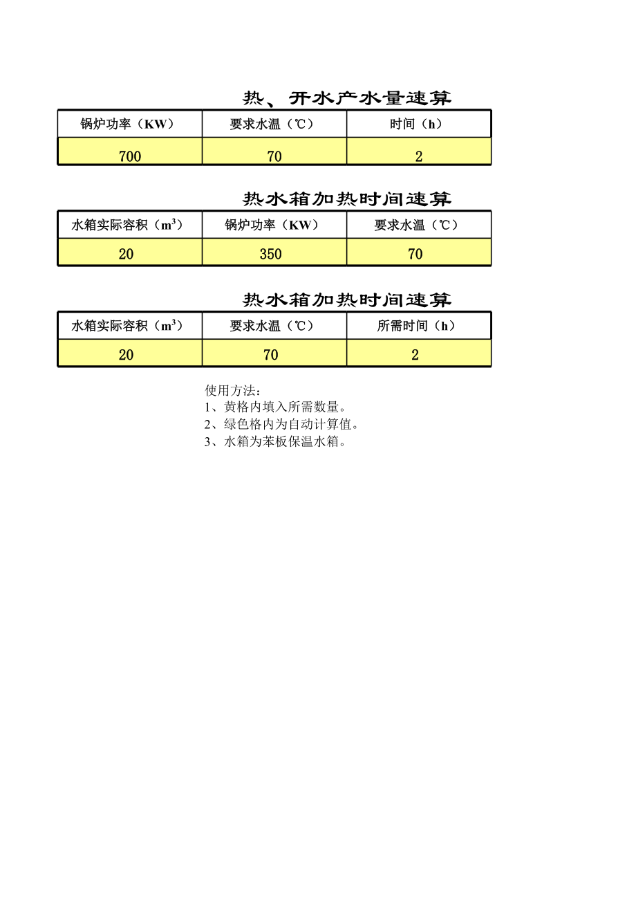 热、开水箱产水、功率、速度速算.xls_第1页