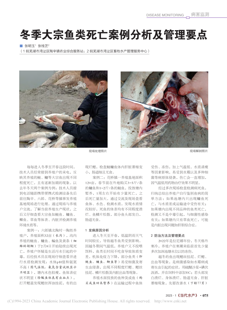 冬季大宗鱼类死亡案例分析及管理要点_张明玉.pdf_第1页