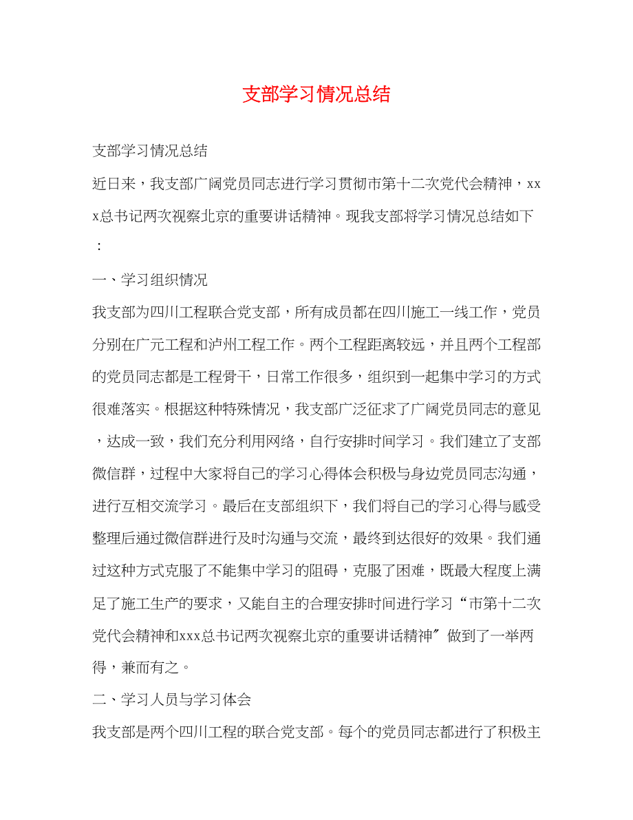 2023年支部学习情况总结范文.docx_第1页