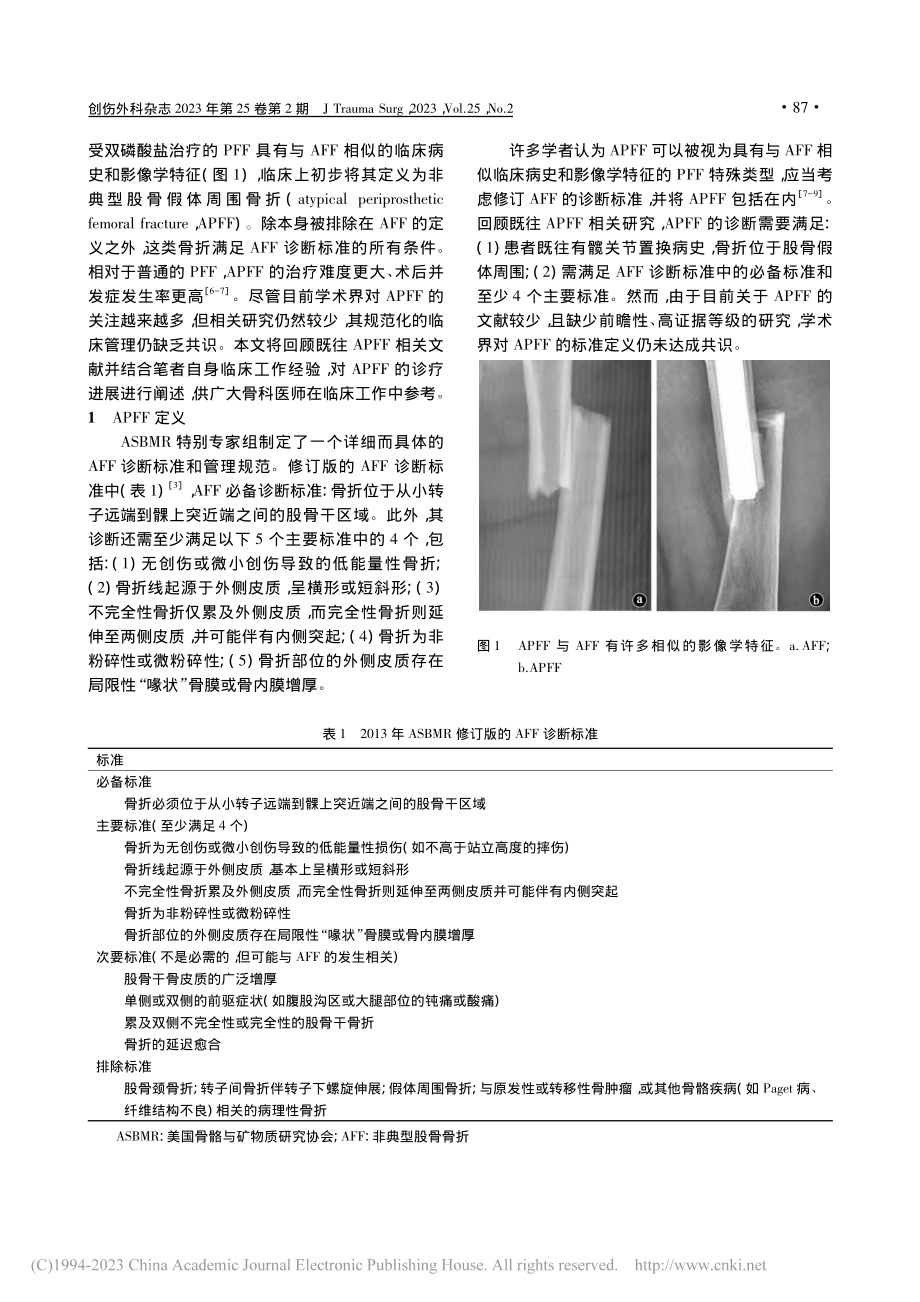 非典型股骨假体周围骨折的诊疗进展_曾羿.pdf_第2页