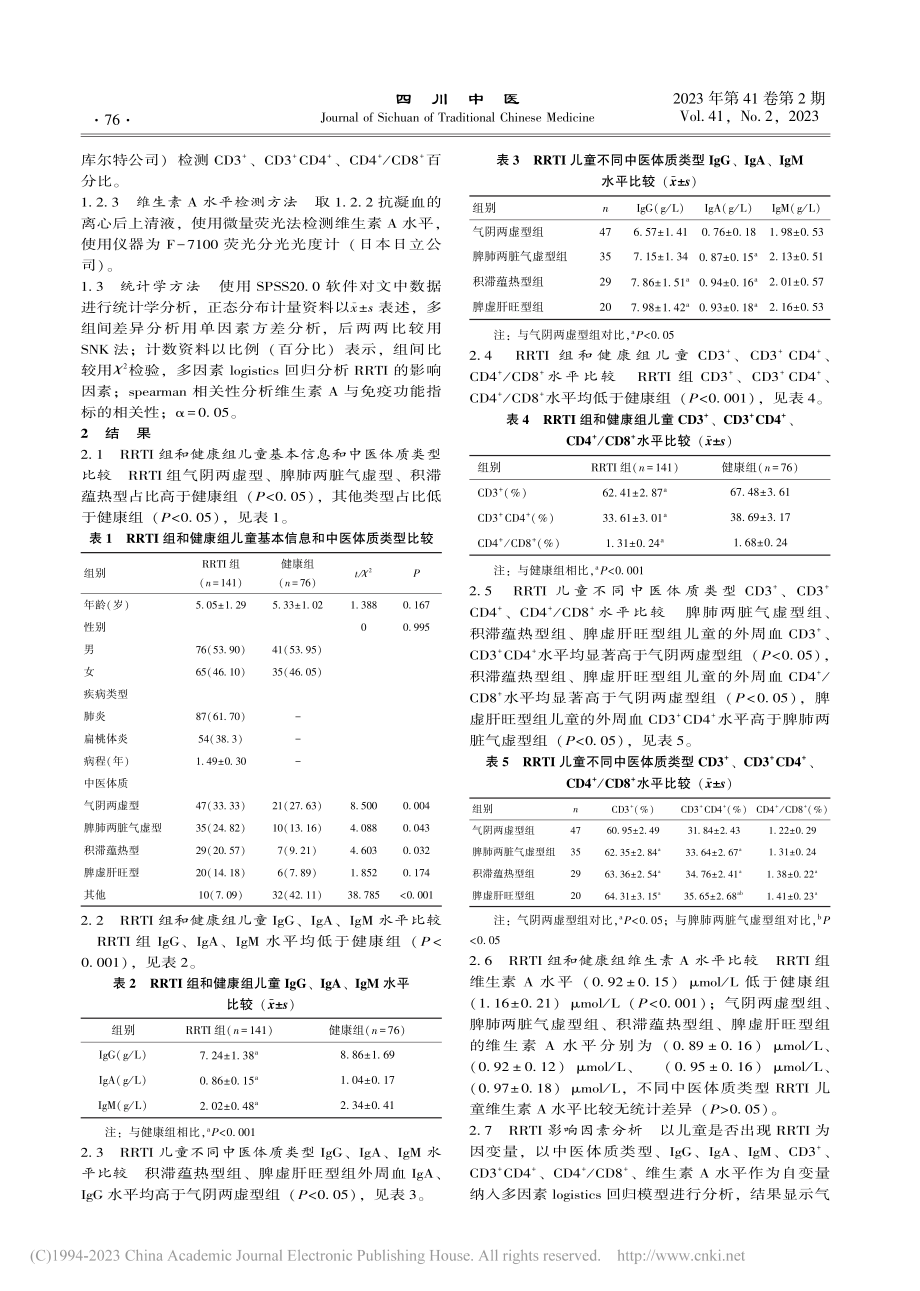 反复呼吸道感染儿童中医体质...疫功能、维生素A的关系探讨_郁燕.pdf_第3页