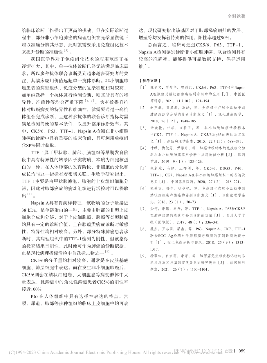 肺癌组织中CK5_6、P6...测对非小细胞肺癌的诊断意义_闵艳.pdf_第3页