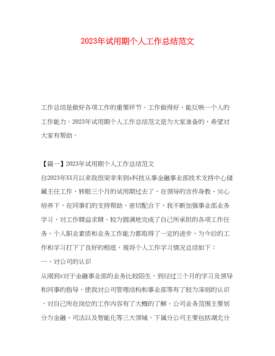 2023年试用期个人工作总结24范文.docx_第1页