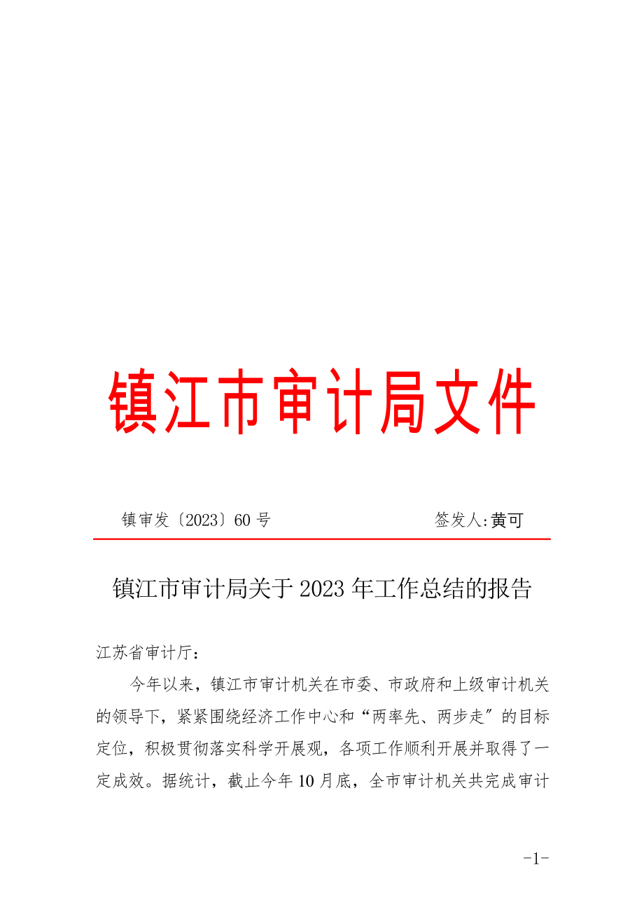 2023年镇江市审计局关于2006年工作总结的报告.doc_第1页