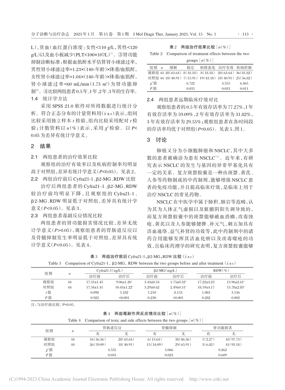 复方斑蝥胶囊联合化疗NSC...-MG、RDW和预后的影响_夏丽丽.pdf_第3页