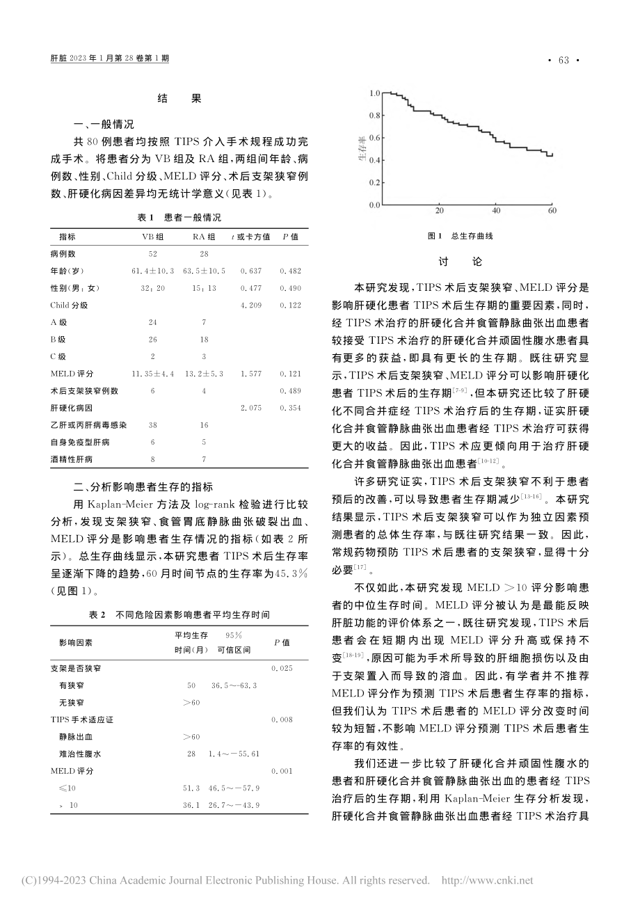 肝硬化并发症患者经TIPS术治疗的临床预后分析_姚勇.pdf_第3页