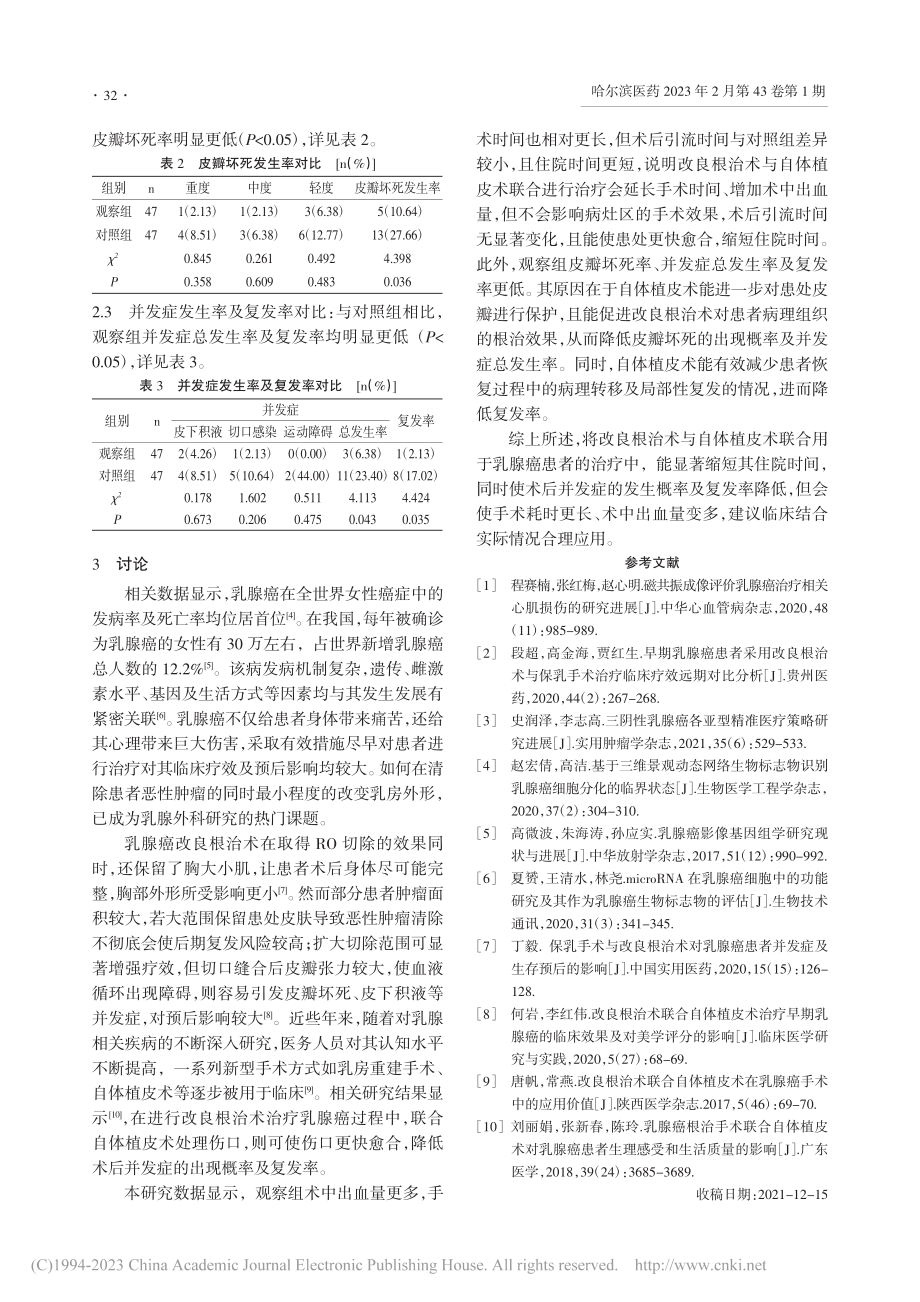 改良根治术联合自体植皮术治...床疗效及术后早期预后的影响_高思明.pdf_第3页