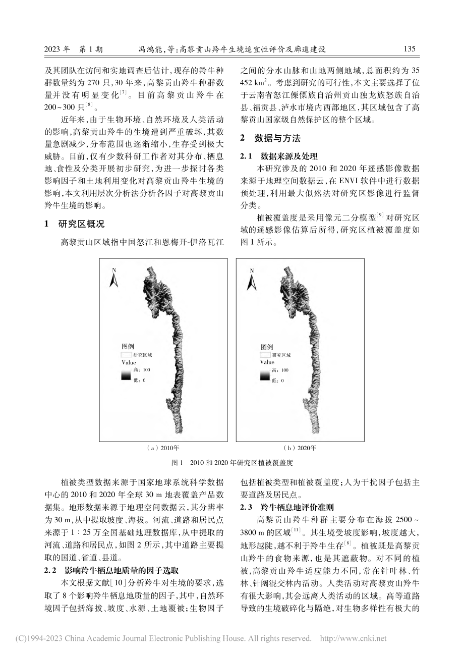 高黎贡山羚牛生境适宜性评价及廊道建设_冯鸿能.pdf_第2页