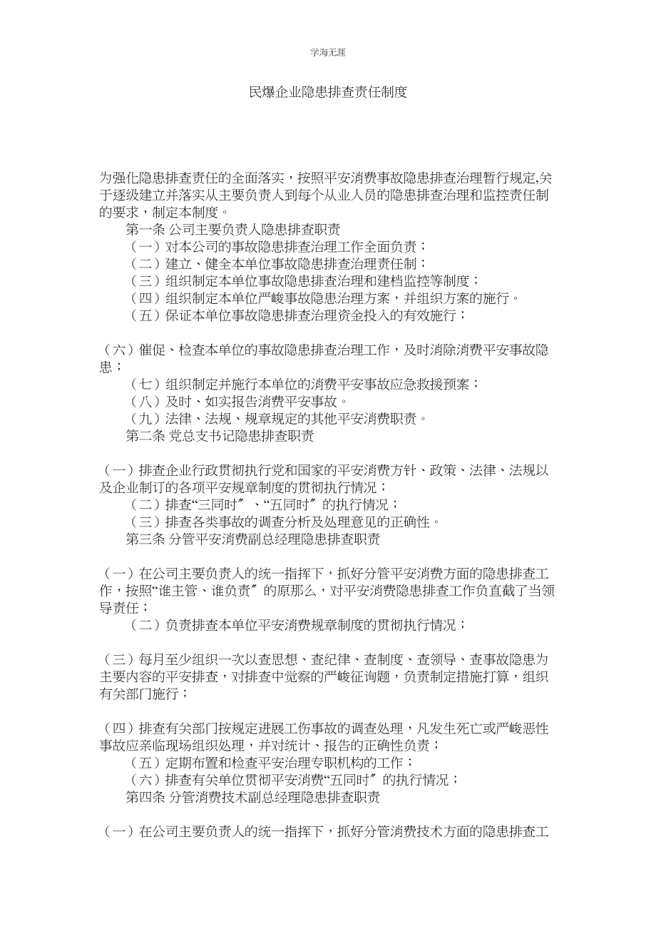 2023年民爆企业隐患排查责任制度.docx_第1页