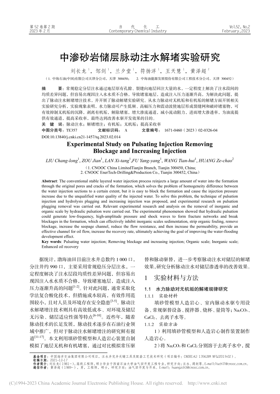 中渗砂岩储层脉动注水解堵实验研究_刘长龙.pdf_第1页