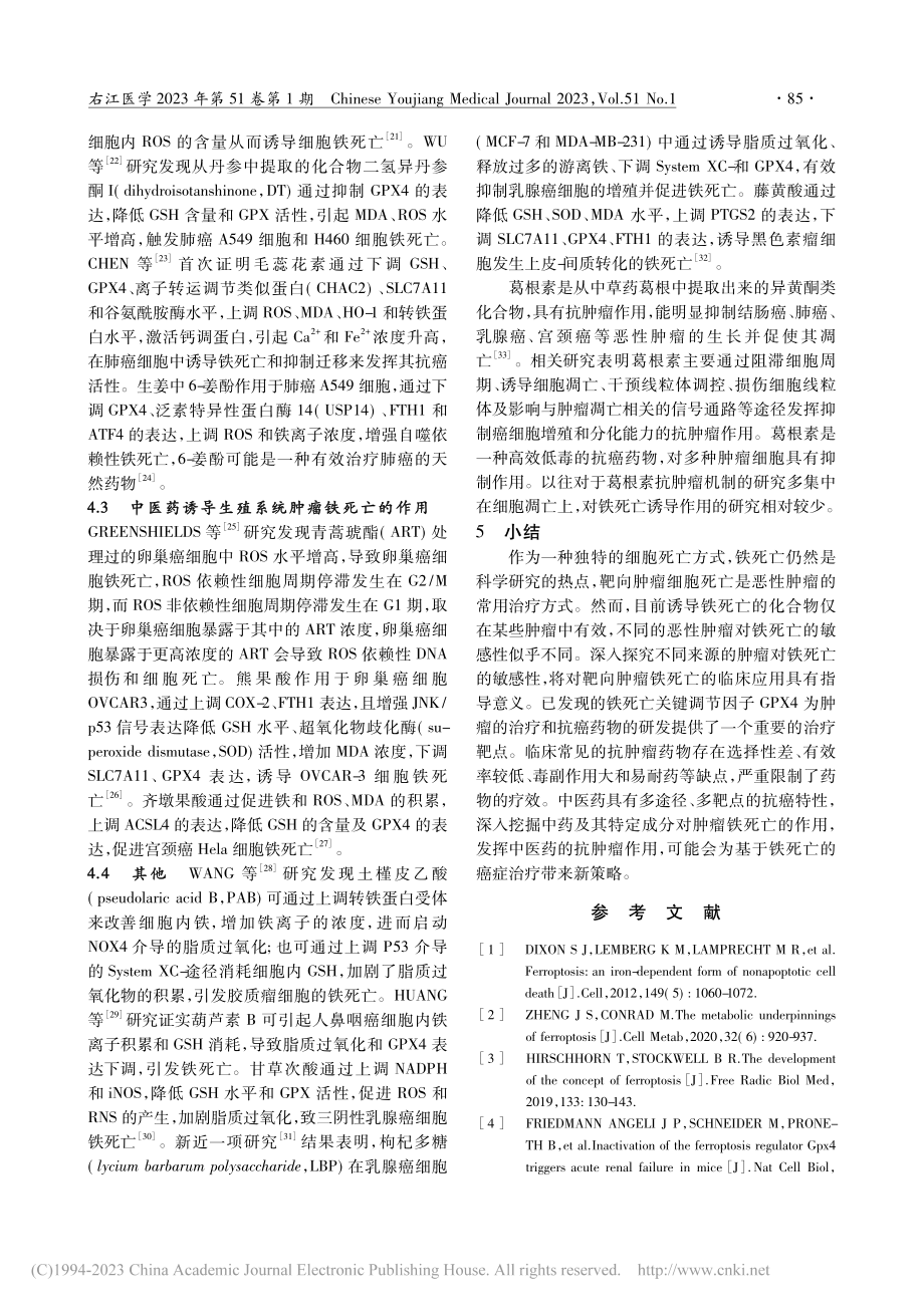 中医药诱导肿瘤细胞铁死亡的研究进展_邓晰文.pdf_第3页