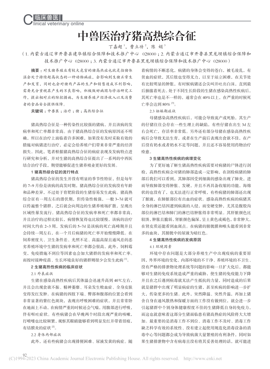 中兽医治疗猪高热综合征_丁嘉超.pdf_第1页