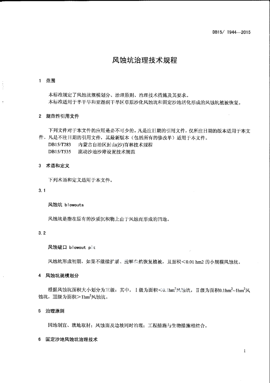 DB15T 944-2015风蚀坑治理技术规程.pdf_第3页