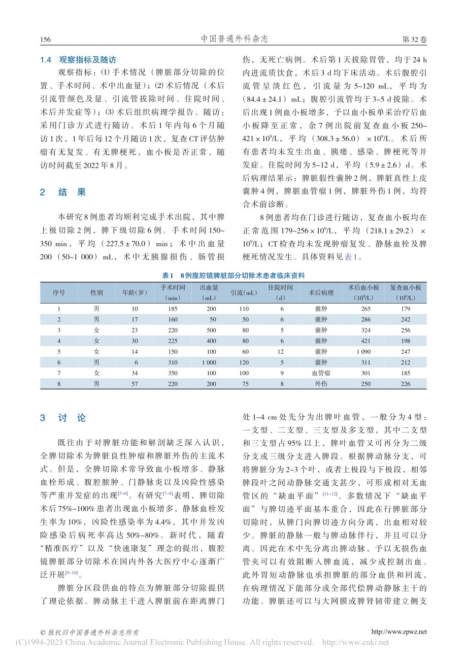 腹腔镜脾脏部分切除术的安全性及疗效_姚沣轩.pdf_第3页