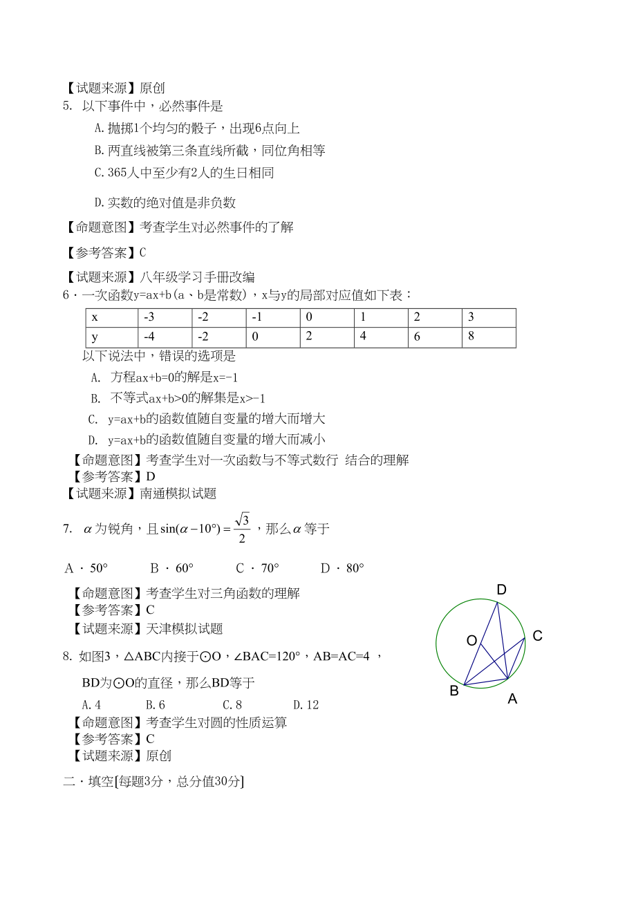 2023年江苏省中考全省数学统考试题大赛模拟试题33初中数学.docx_第2页