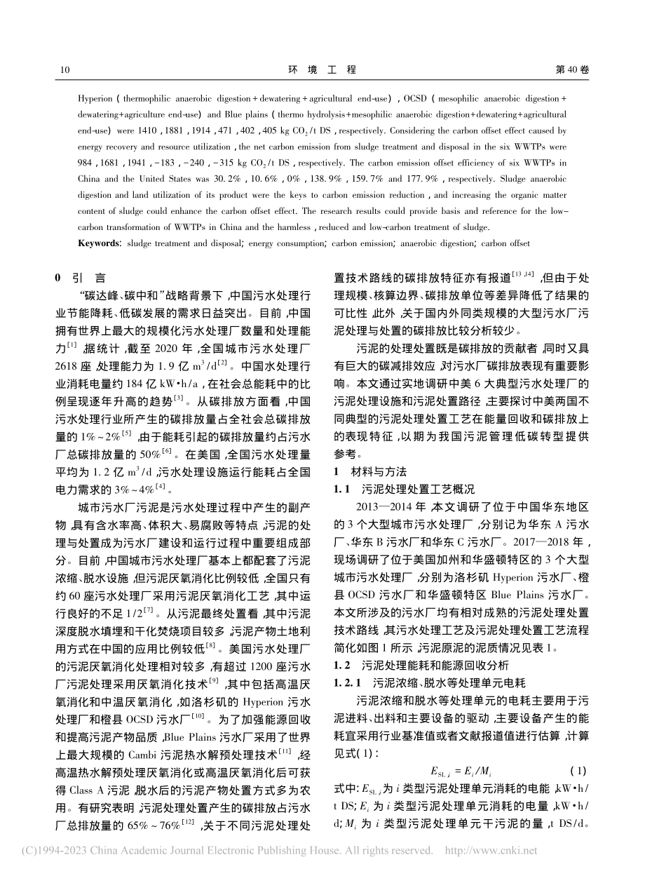 中美典型污泥处理处置工程能耗和碳排放比较分析_赵刚 (1).pdf_第2页