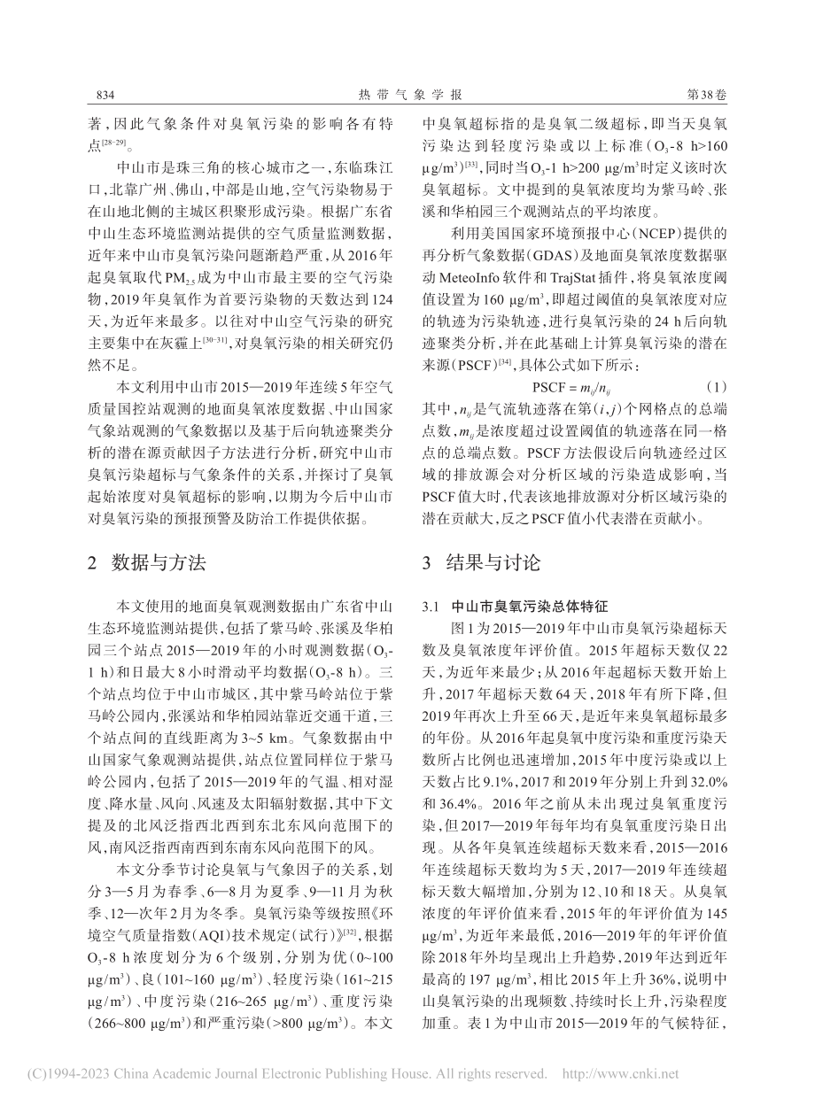 中山市2015—2019年...标特征及其与气象条件的关系_麦健华.pdf_第2页