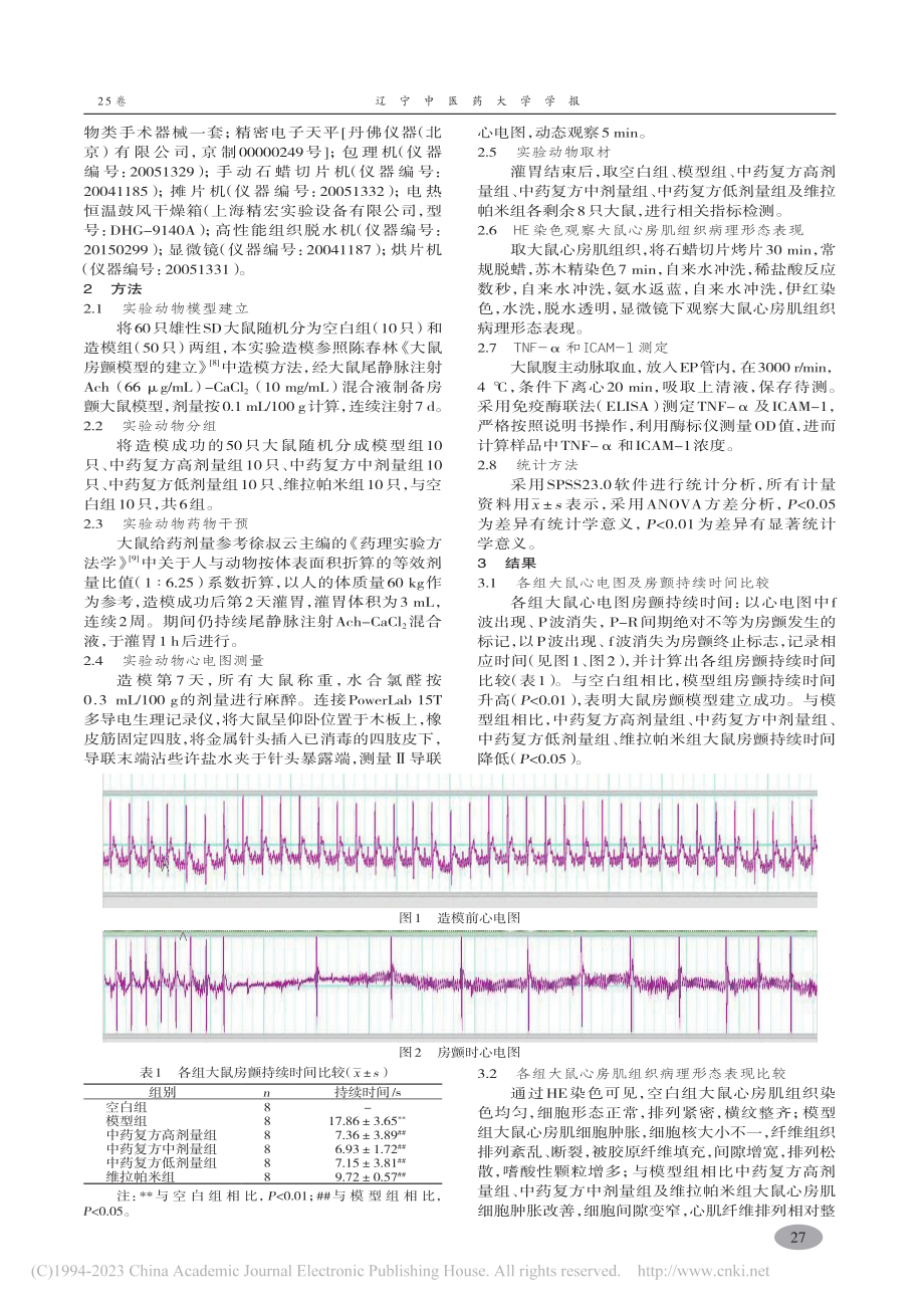 中药复方对心房颤动大鼠血清...-α和ICAM-1水平影响_史富羽.pdf_第3页