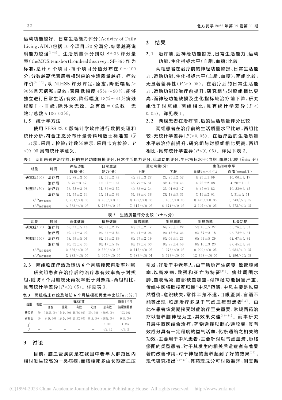 中西医结合治疗气虚血瘀型脑...死恢复期患者的应用效果探讨_陈燕燕.pdf_第2页