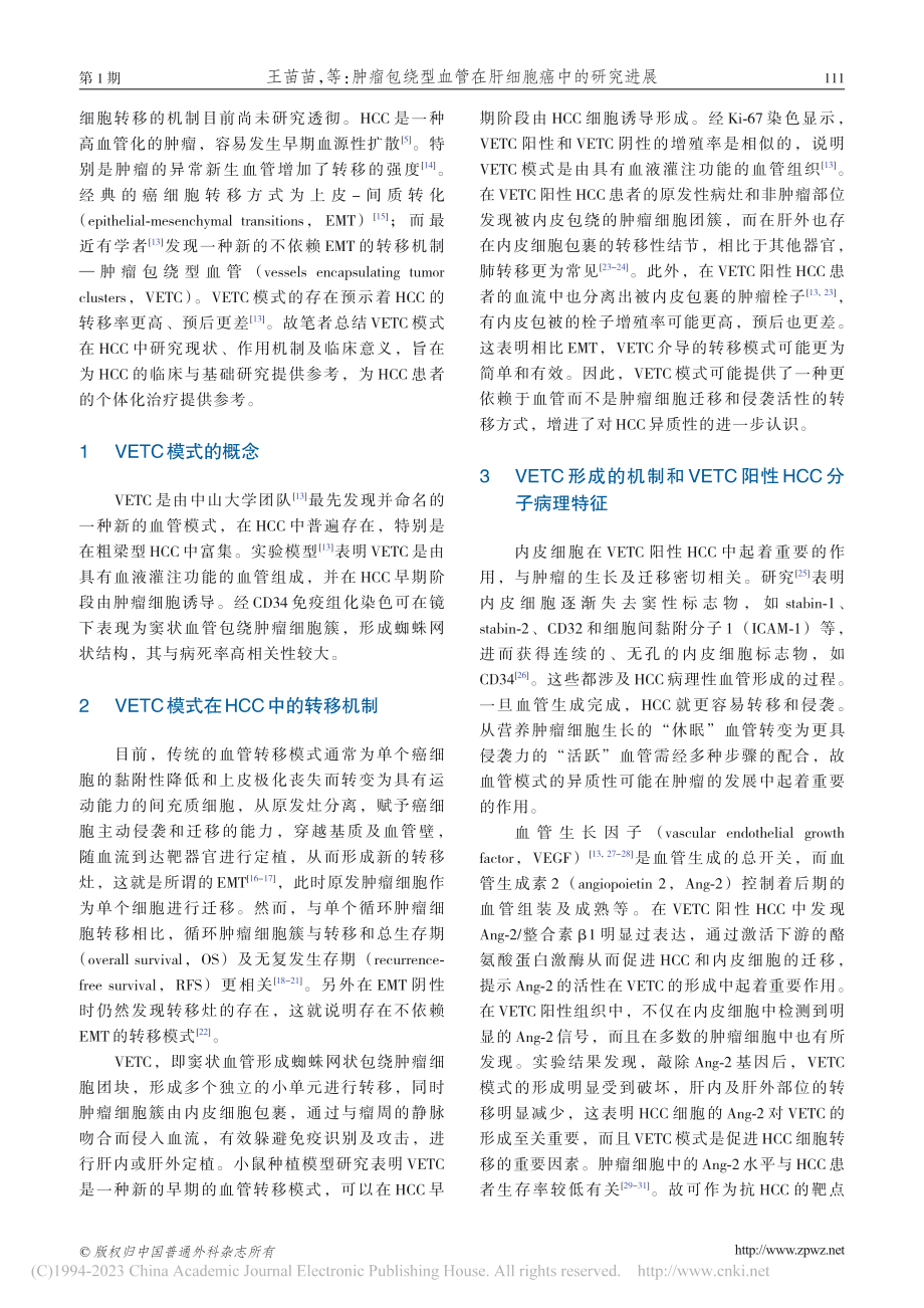 肿瘤包绕型血管在肝细胞癌中的研究进展_王苗苗.pdf_第2页