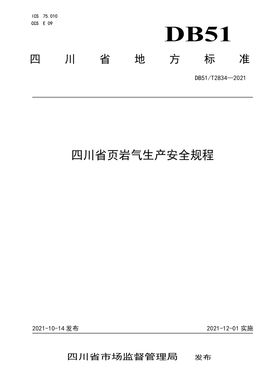 DB51T 2834-2021四川省页岩气生产安全规程.pdf_第1页