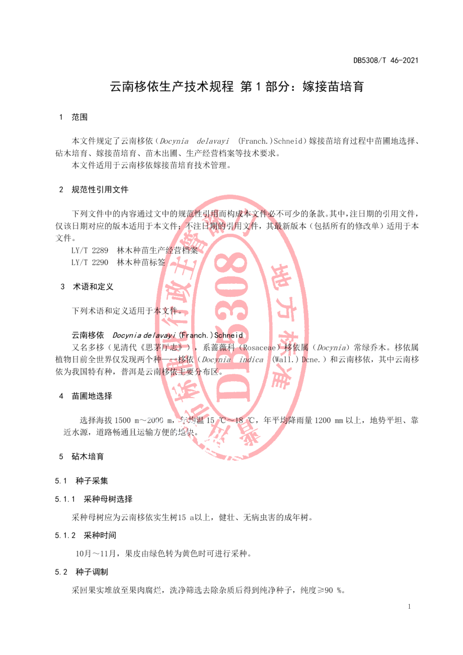 DB5308T 46—2021云南栘依生产技术规程 第1部分：嫁接苗培育.pdf_第3页